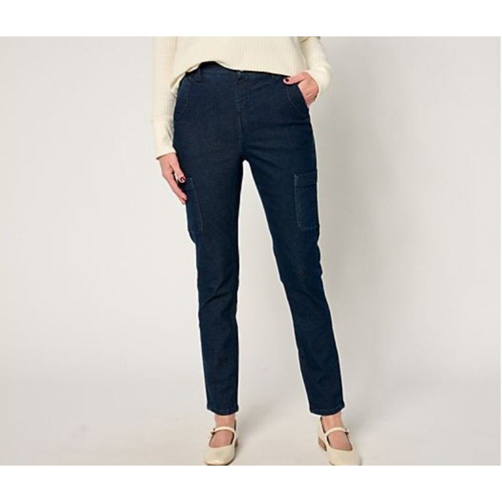 Denim & Co Size 12 Dark Wash Classic Denim Slim Straight Ankle Jean A671441 NWOT